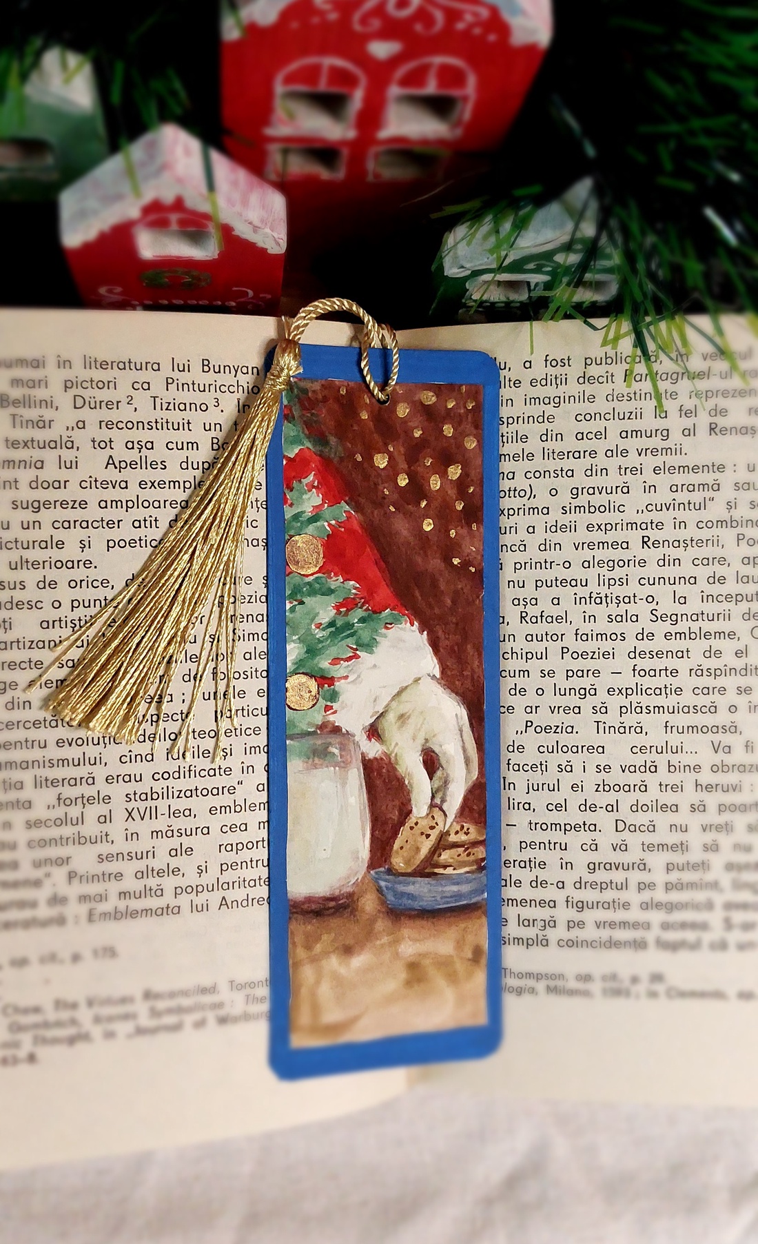 Semn de carte Mos Craciun - cărți și creații cu tematică muzicală, cadouri - semn de carte - Artynos.ro