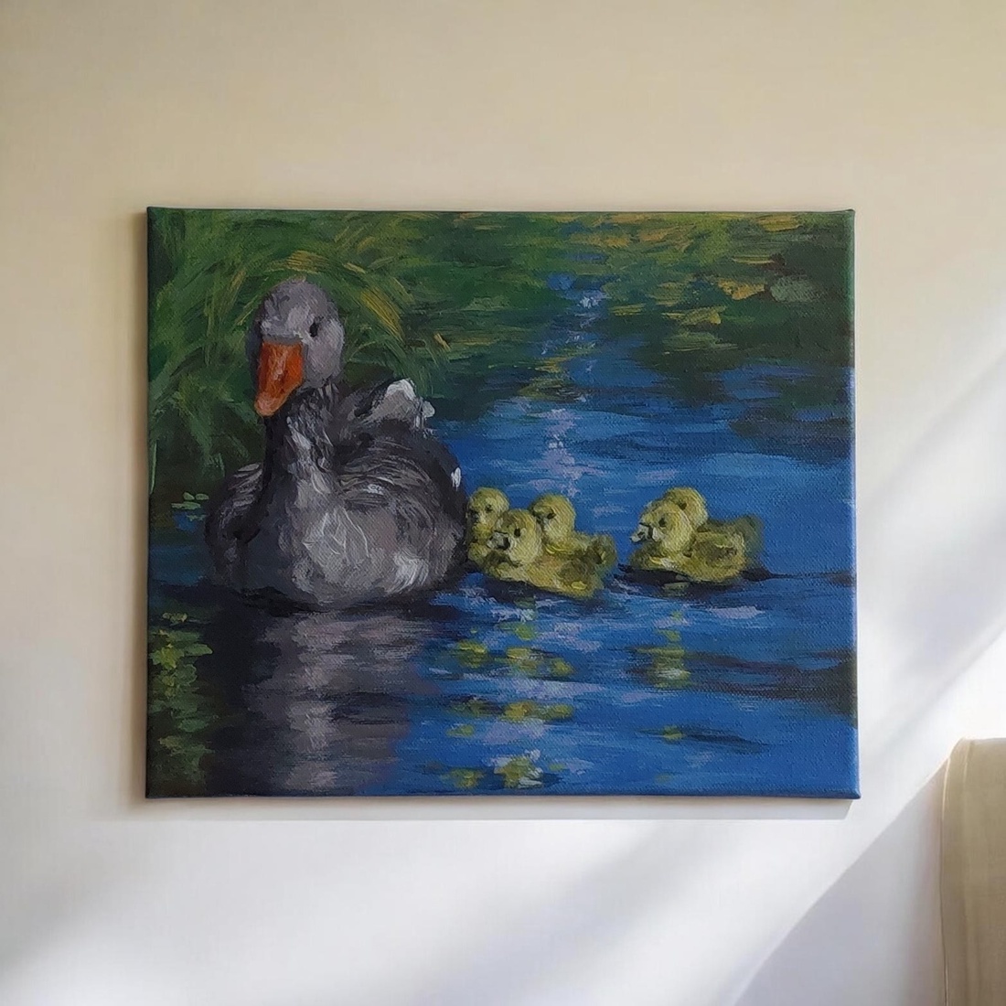 Pe lac- pictura in acrilic - arte vizuale și accesorii  - picturi - pictură acrilică - Artynos.ro