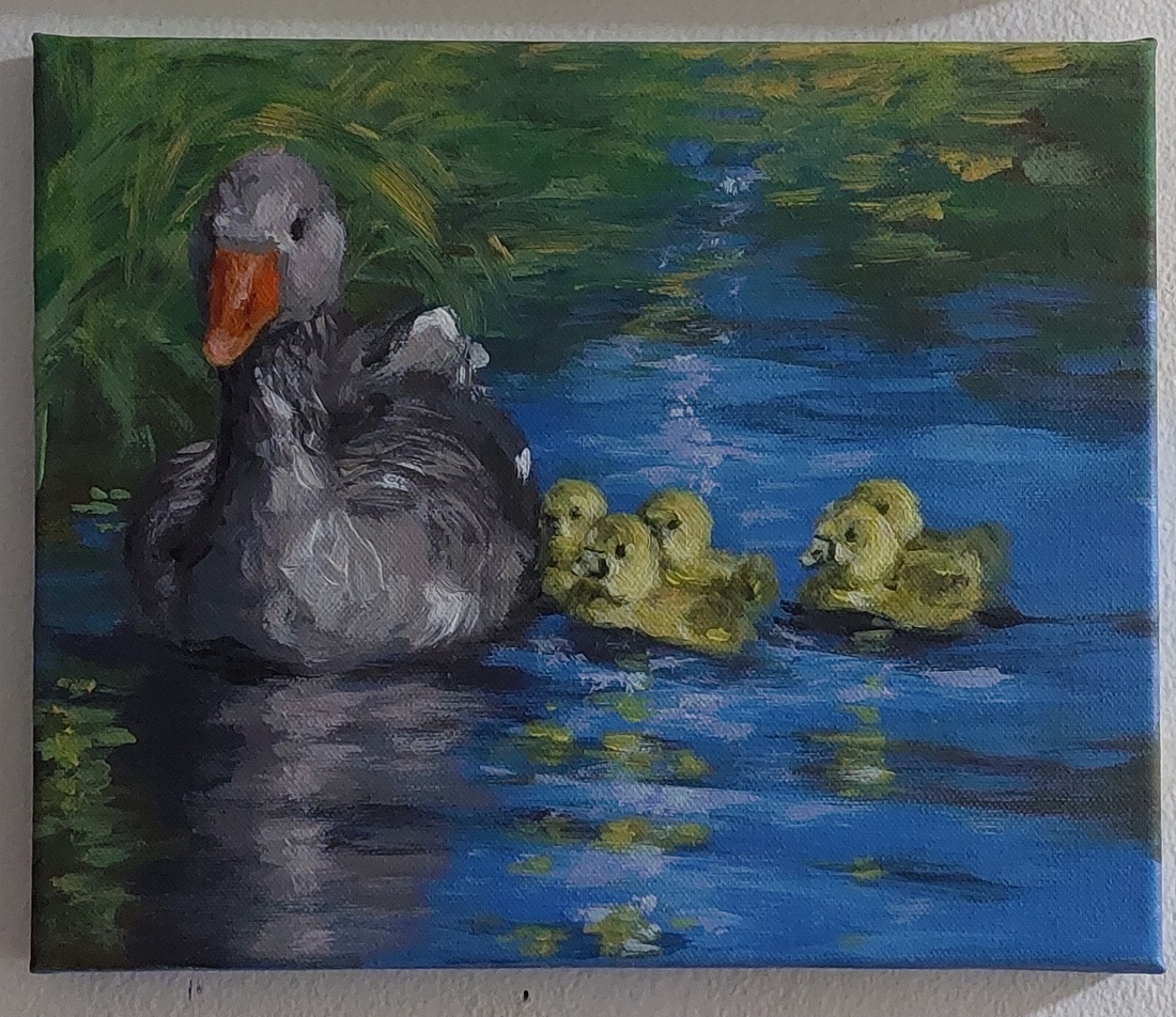 Pe lac- pictura in acrilic - arte vizuale și accesorii  - picturi - pictură acrilică - Artynos.ro