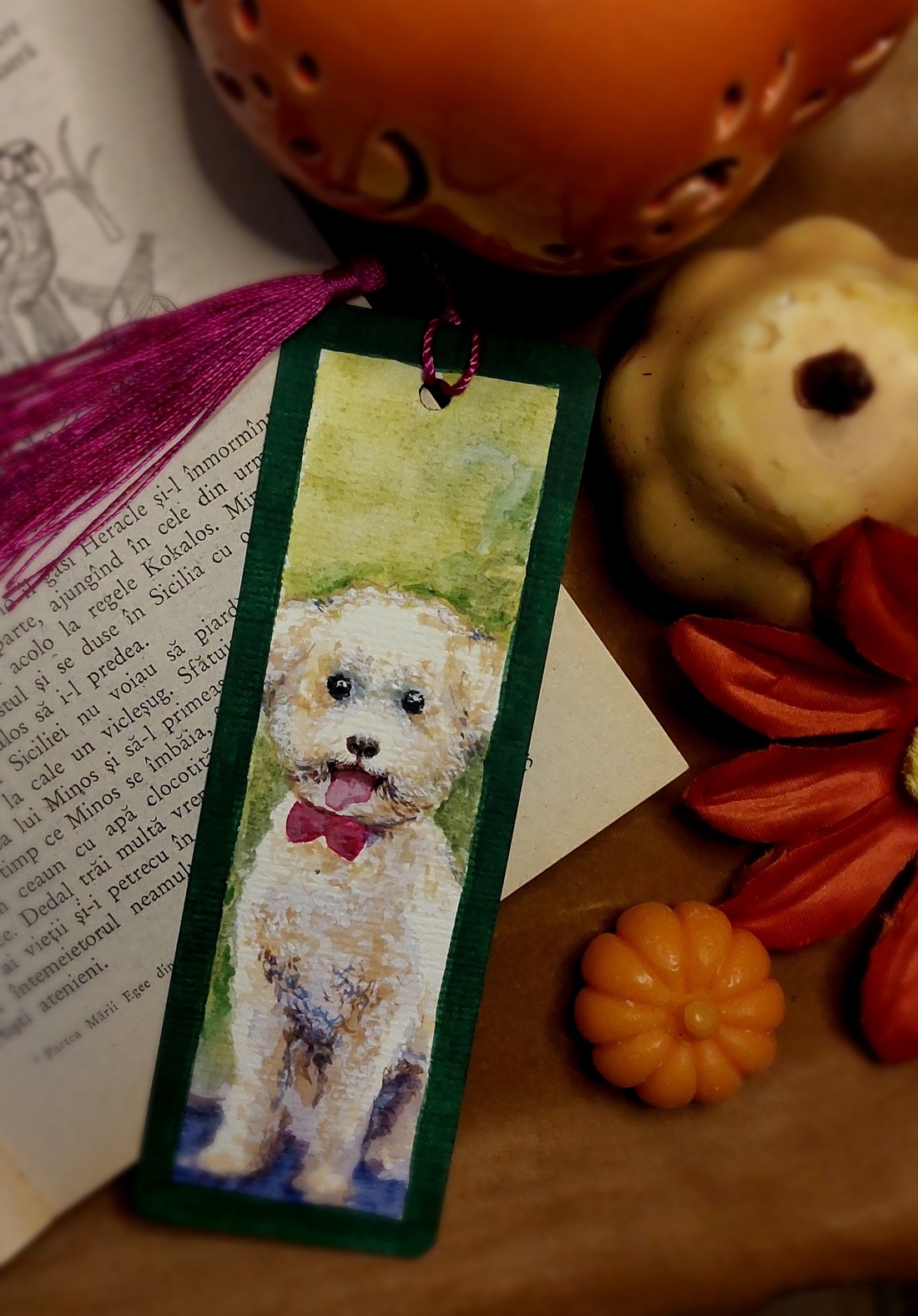 Semn de carte handmade -cățel 2 - cărți și creații cu tematică muzicală, cadouri - semn de carte - Artynos.ro