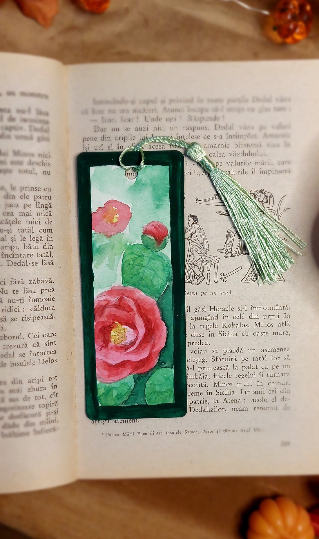 Semn de carte handmade- trandafir - cărți și creații cu tematică muzicală, cadouri - semn de carte - Artynos.ro