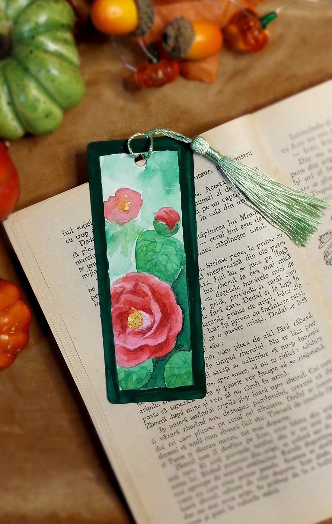 Semn de carte handmade- trandafir - cărți și creații cu tematică muzicală, cadouri - semn de carte - Artynos.ro