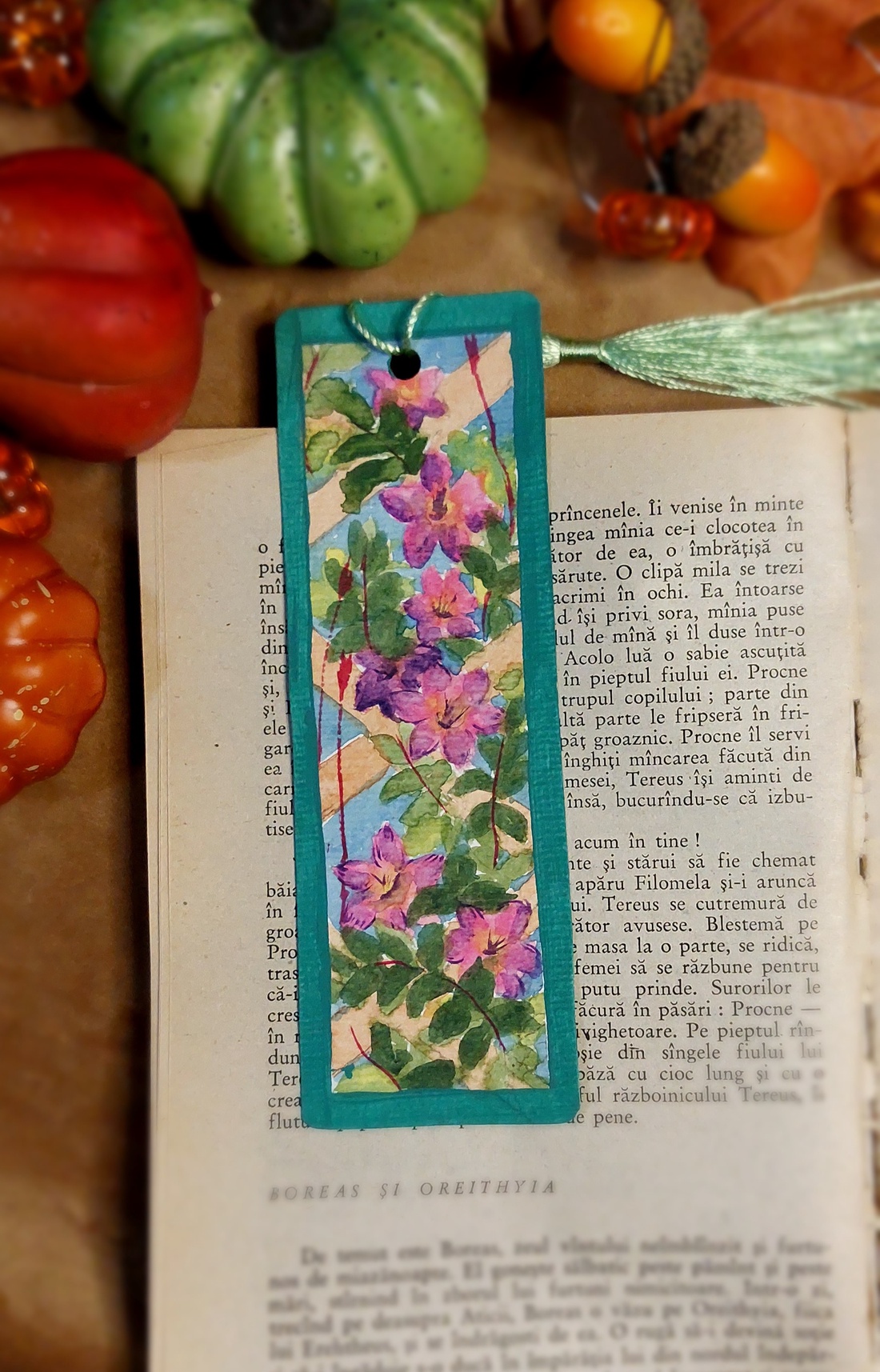 Semn de carte handmade -flori  - cărți și creații cu tematică muzicală, cadouri - semn de carte - Artynos.ro