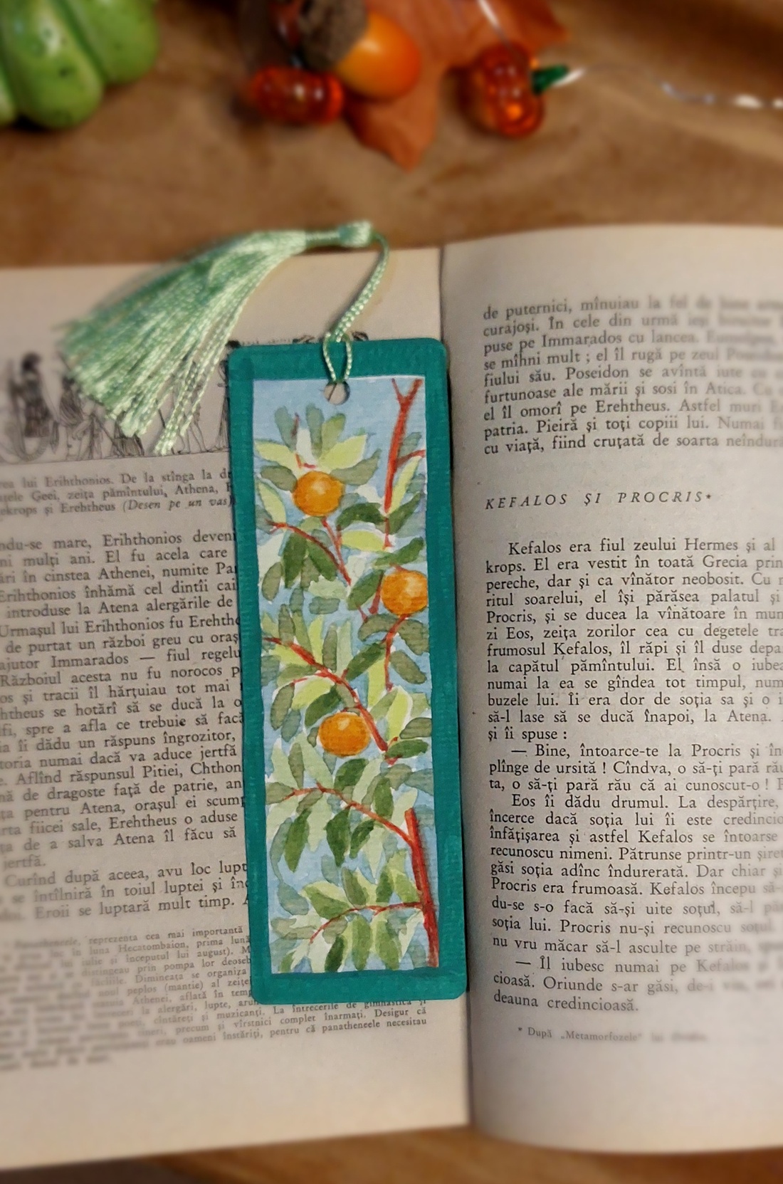 Semn de carte handmade - portocale - cărți și creații cu tematică muzicală, cadouri - semn de carte - Artynos.ro