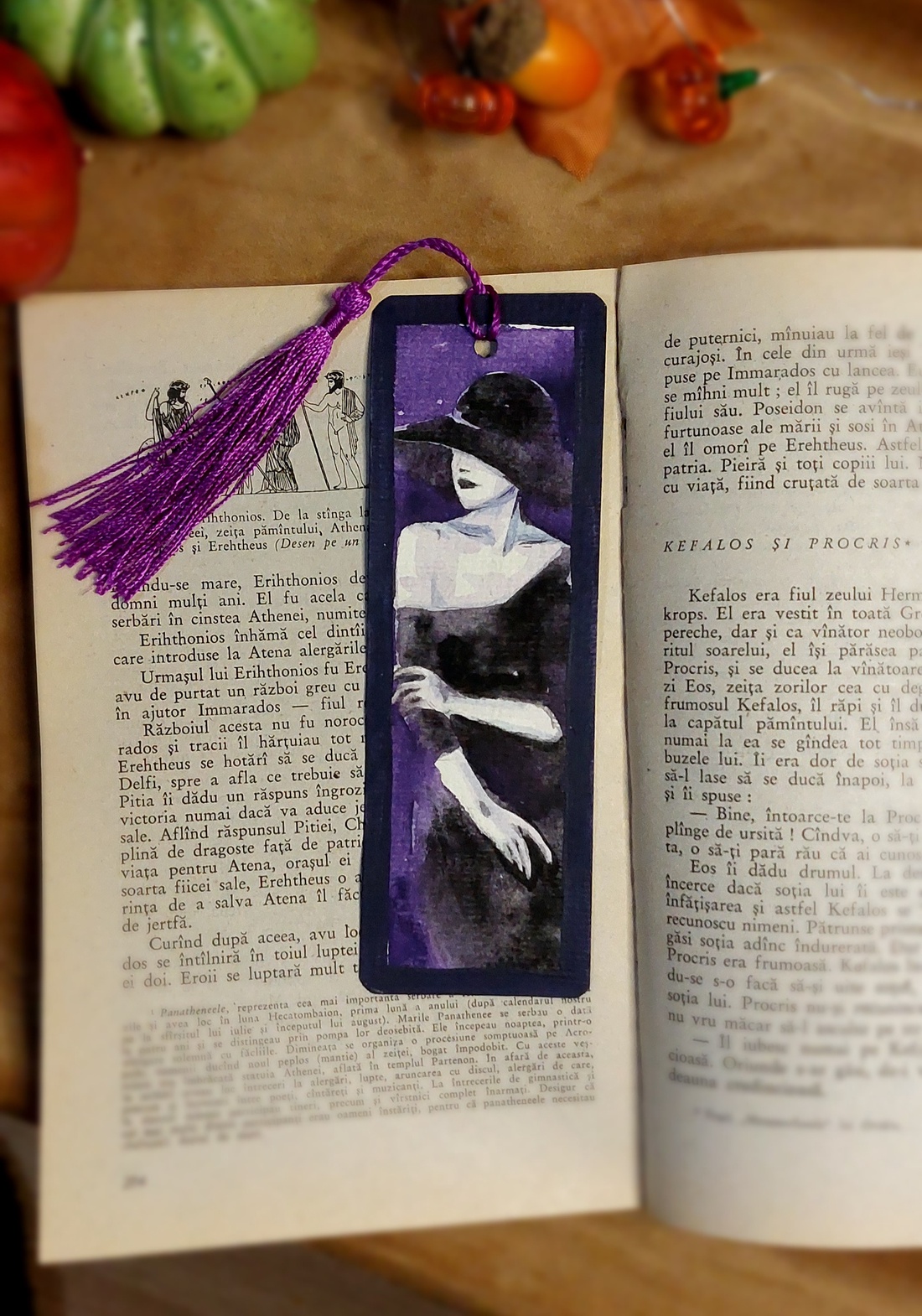 Semn de carte handmade -mystery woman - cărți și creații cu tematică muzicală, cadouri - semn de carte - Artynos.ro