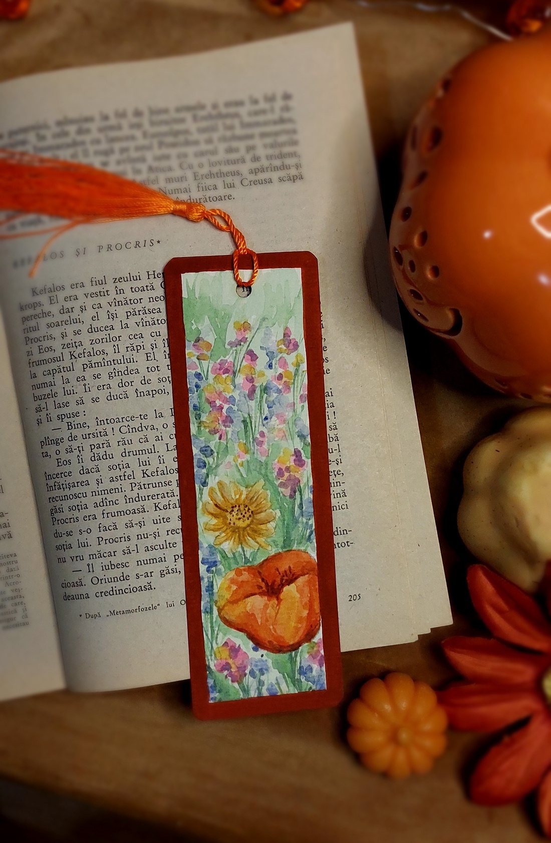 Semn de carte handmade- flori de camp - cărți și creații cu tematică muzicală, cadouri - semn de carte - Artynos.ro