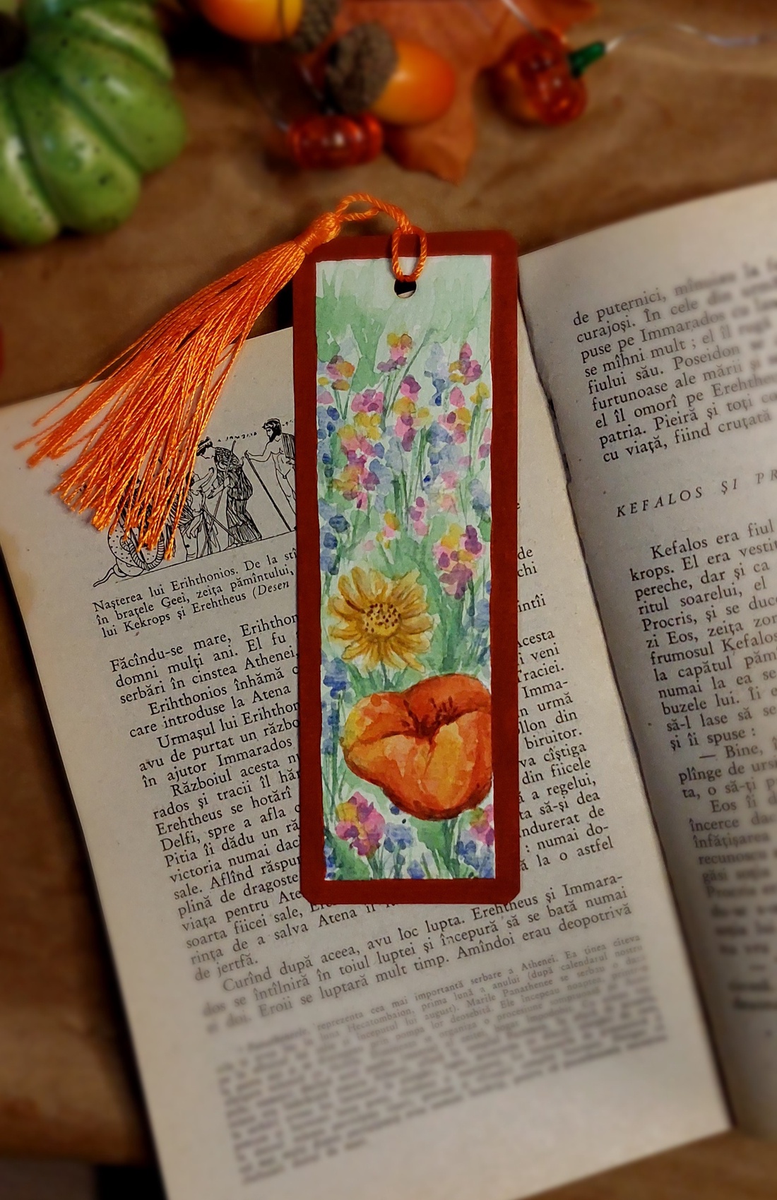 Semn de carte handmade- flori de camp - cărți și creații cu tematică muzicală, cadouri - semn de carte - Artynos.ro