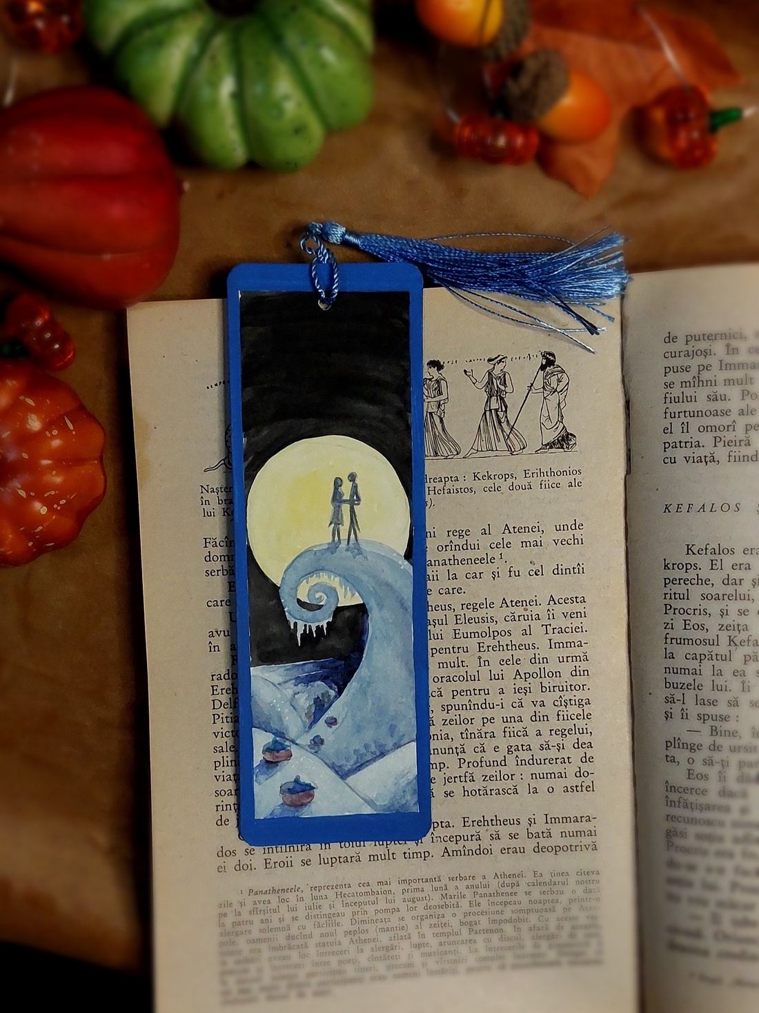 Semn de carte handmade -nightmare before christmas - cărți și creații cu tematică muzicală, cadouri - semn de carte - Artynos.ro
