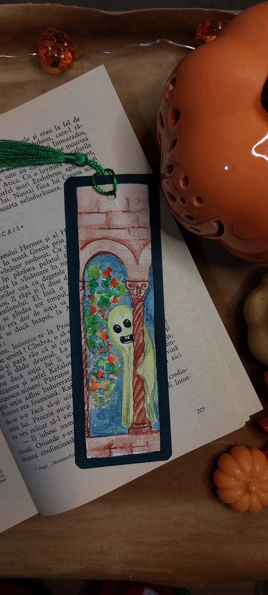 Semn de carte handmade- glowing ghost - cărți și creații cu tematică muzicală, cadouri - semn de carte - Artynos.ro