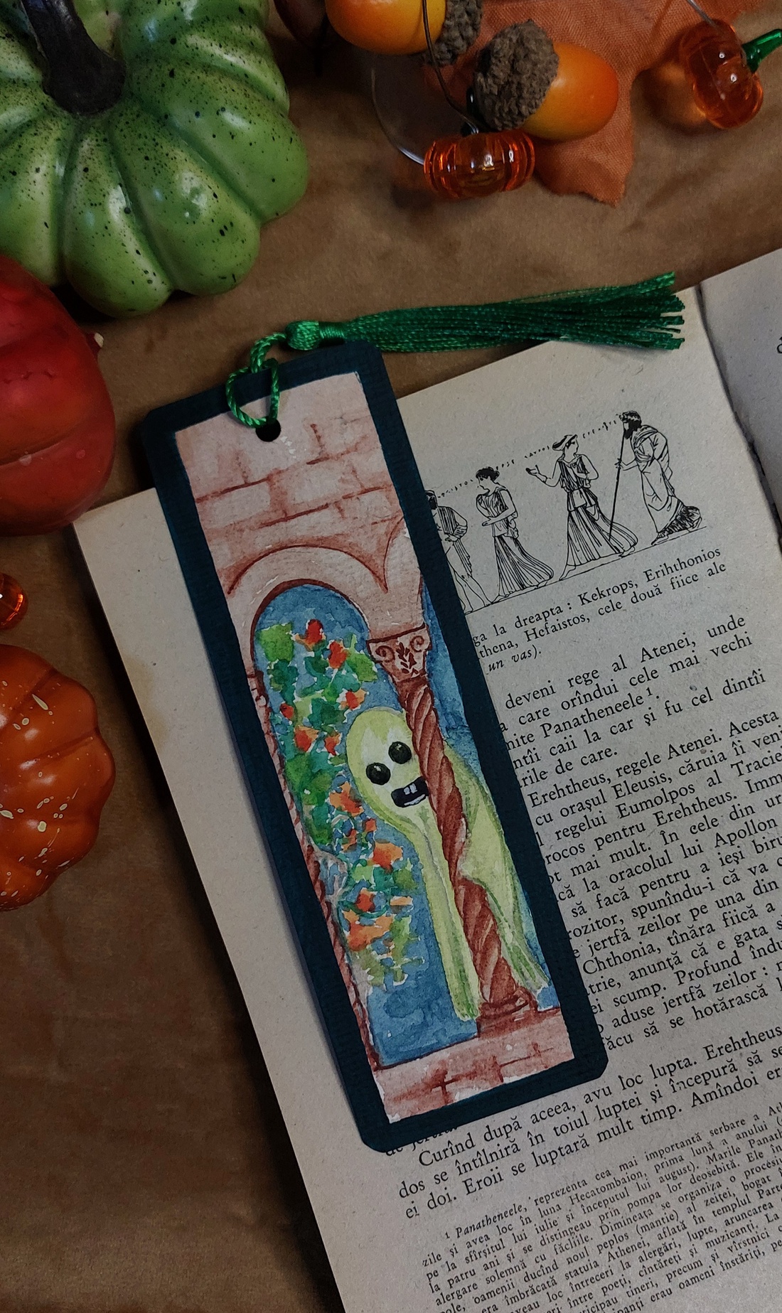Semn de carte handmade- glowing ghost - cărți și creații cu tematică muzicală, cadouri - semn de carte - Artynos.ro