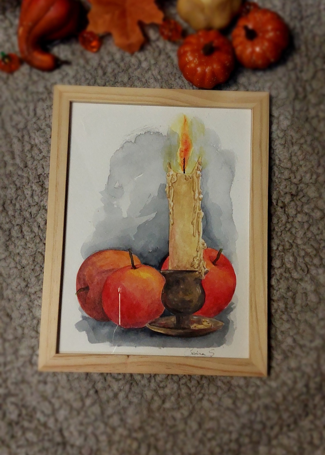Ilustratie in acuarele - lumanare toamna  - arte vizuale și accesorii  - grafică, ilustrație - alte desene - Artynos.ro