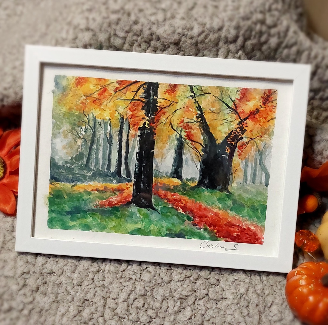 Ilustratie acuarele - padure toamna  - arte vizuale și accesorii  - grafică, ilustrație - alte desene - Artynos.ro