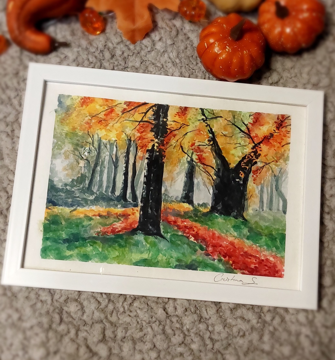 Ilustratie acuarele - padure toamna  - arte vizuale și accesorii  - grafică, ilustrație - alte desene - Artynos.ro