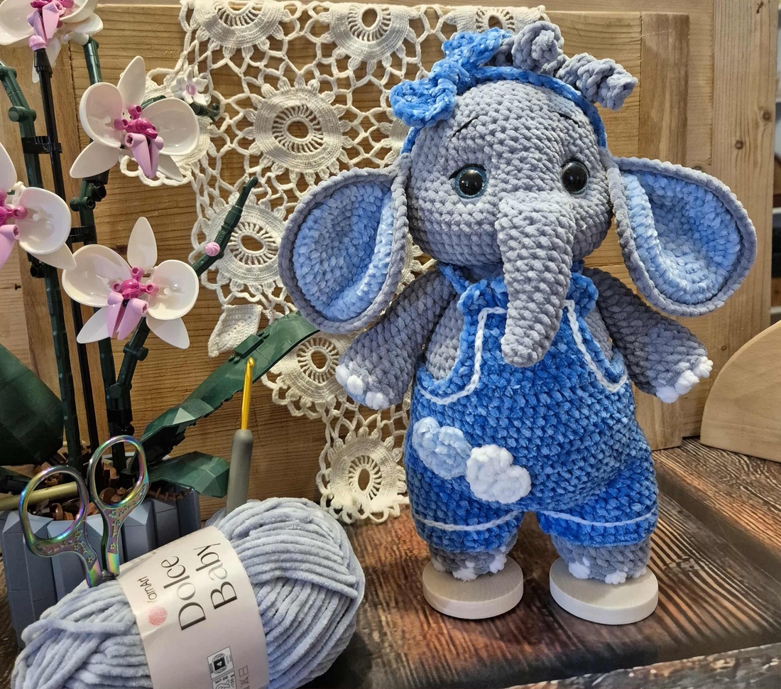 Elefantel crosetat - jucării și echipamente pentru copii - plușuri - elefant de pluș - Artynos.ro