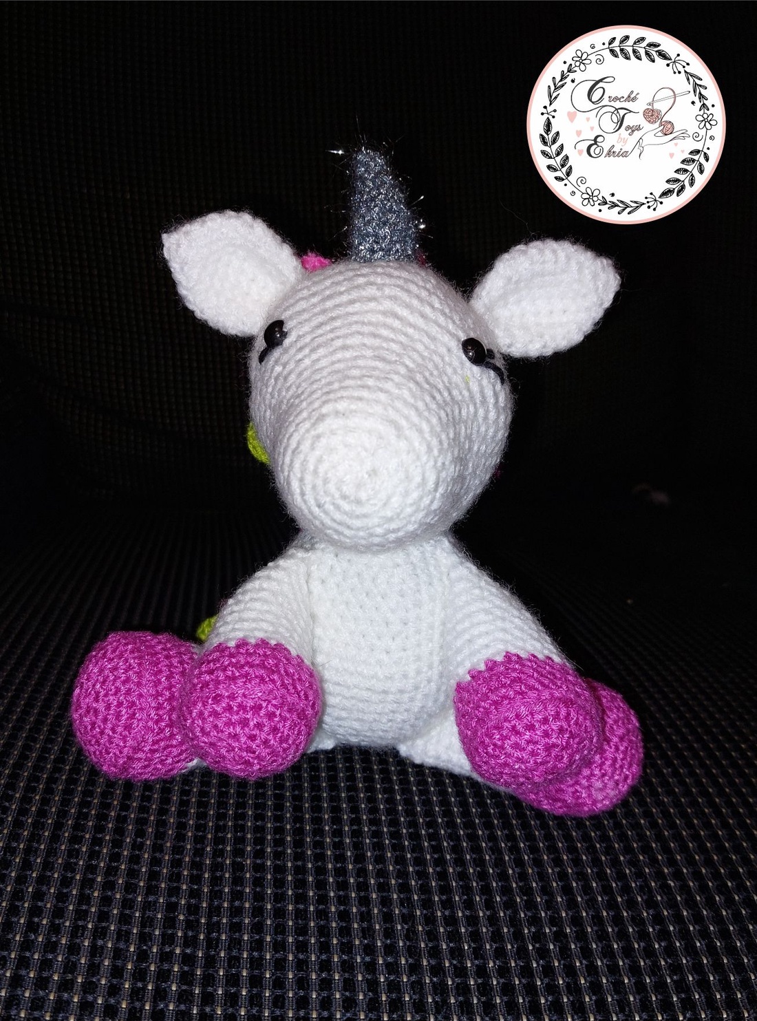 Unicorn Croșetat cu Coamă Curcubeu - jucării și echipamente pentru copii - plușuri - unicorn - Artynos.ro