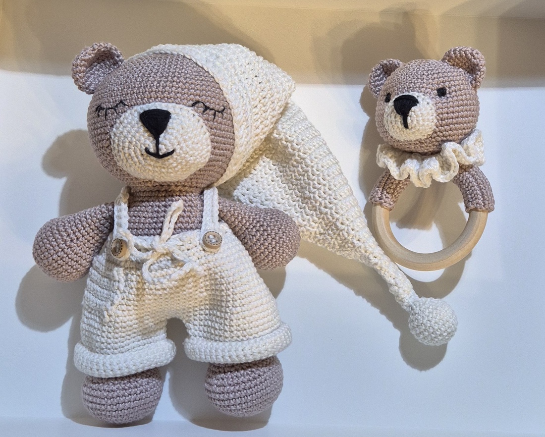 Set Croșetat Manual - Ursuleț Somnuros și Jucărie Dentară - jucării și echipamente pentru copii - plușuri - ursuleț de pluș - Artynos.ro