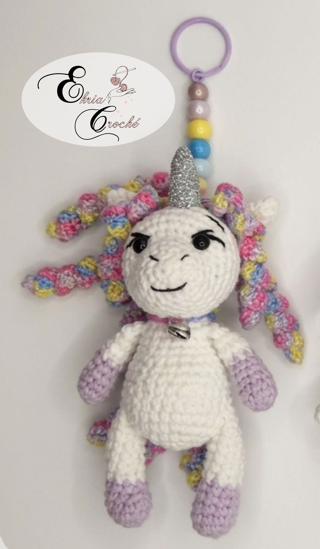 Breloc unicorn croșetat handmade - genți și portofele - accesorii genți - breloc - Artynos.ro