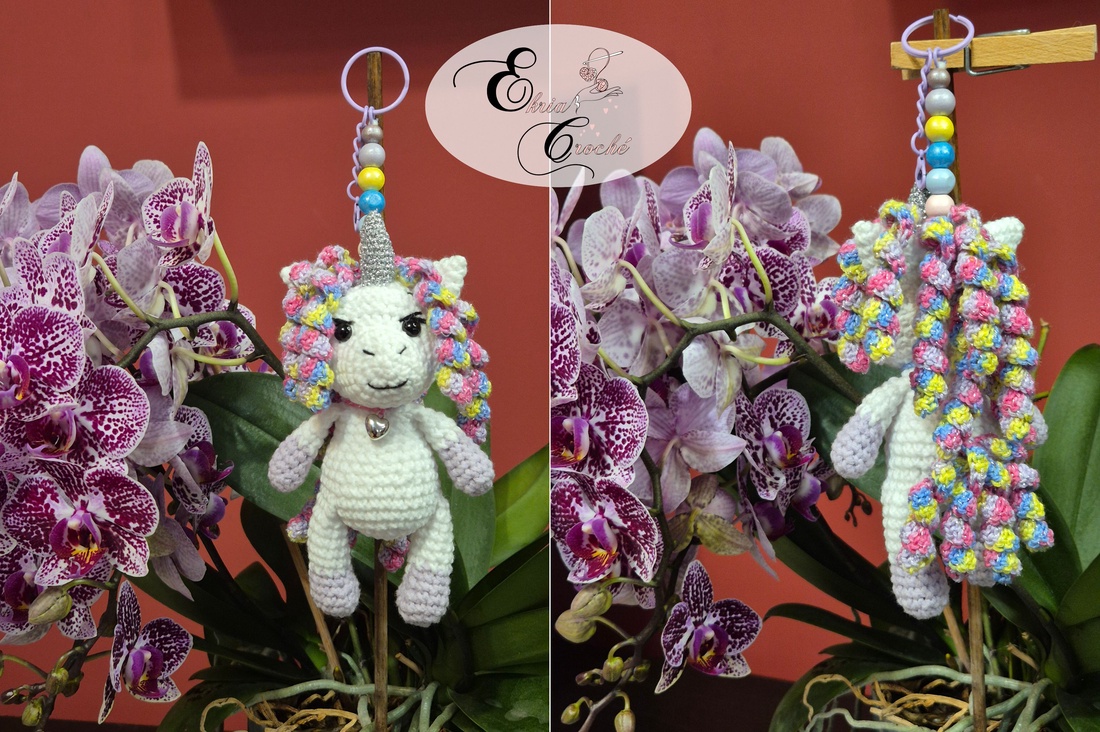 Breloc unicorn croșetat handmade - genți și portofele - accesorii genți - breloc - Artynos.ro