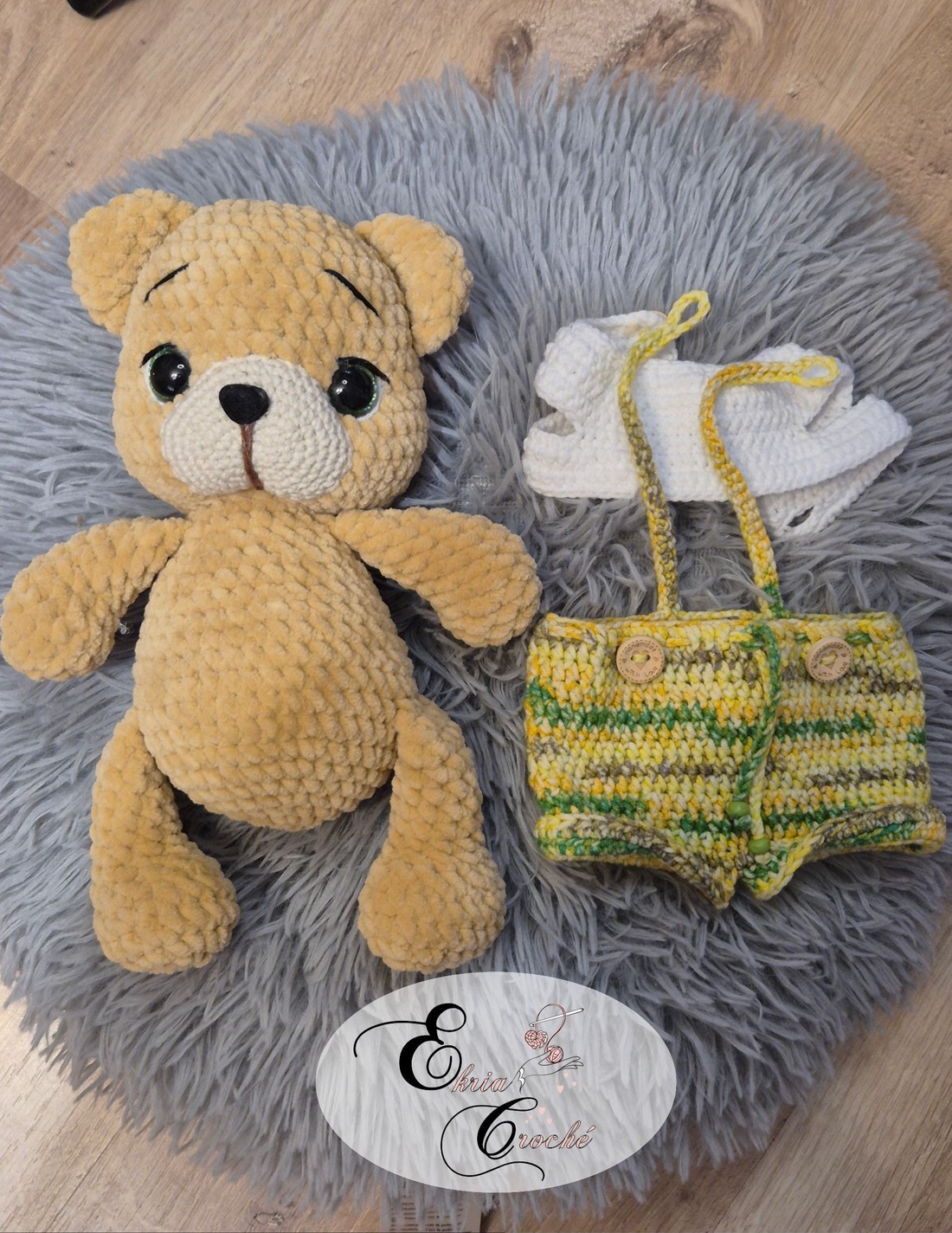 Ursuleț croșetat handmade cu hăinuțe detașabile - jucării și echipamente pentru copii - plușuri - ursuleț de pluș - Artynos.ro