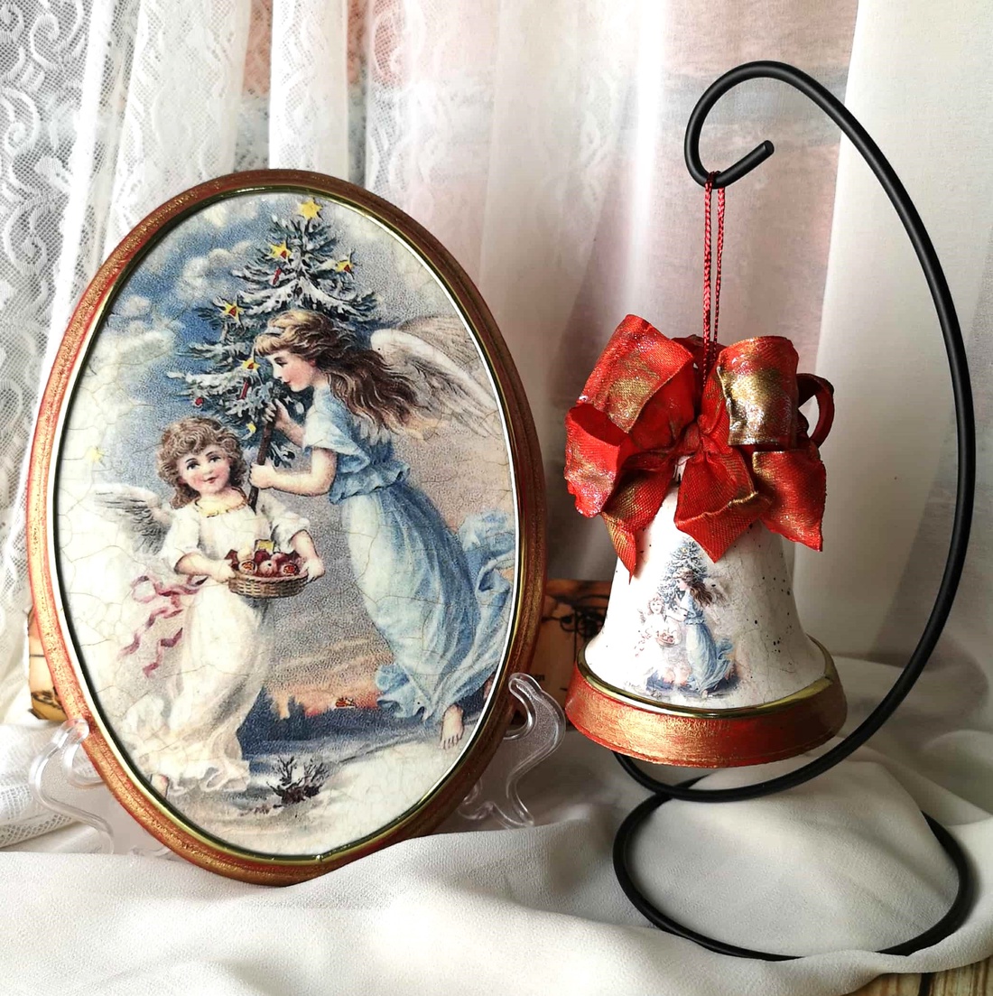 Set cadou decoratiuni pentru Craciun - Adierea ingerilor - crăciun - decorațiuni de advent - decor pentru masa de advent - Artynos.ro