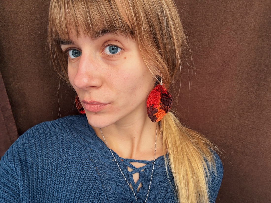 Cercei in forma de frunza - bijuterii - cercei - cercei croșetați - Artynos.ro