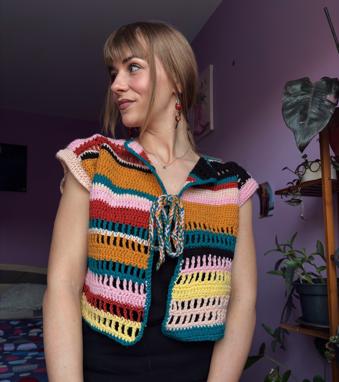 Vesta colorata - îmbrăcăminte și modă - haine damă - vestă femei - Artynos.ro