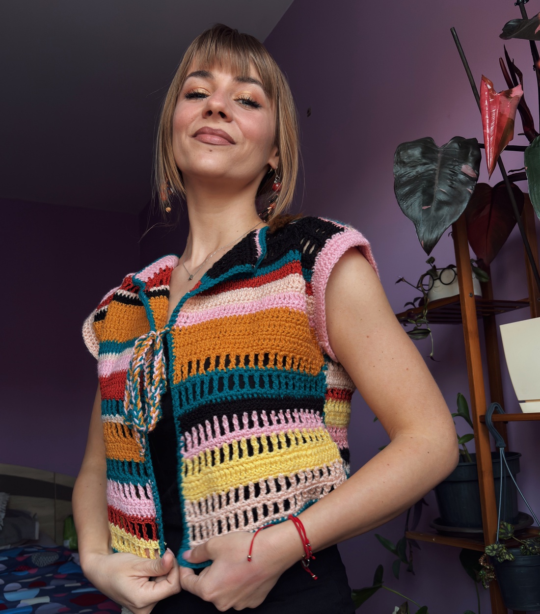 Vesta colorata - îmbrăcăminte și modă - haine damă - vestă femei - Artynos.ro