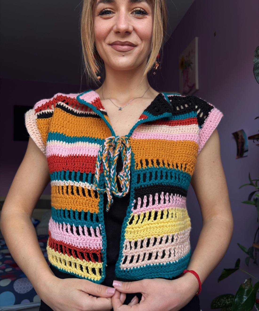 Vesta colorata - îmbrăcăminte și modă - haine damă - vestă femei - Artynos.ro