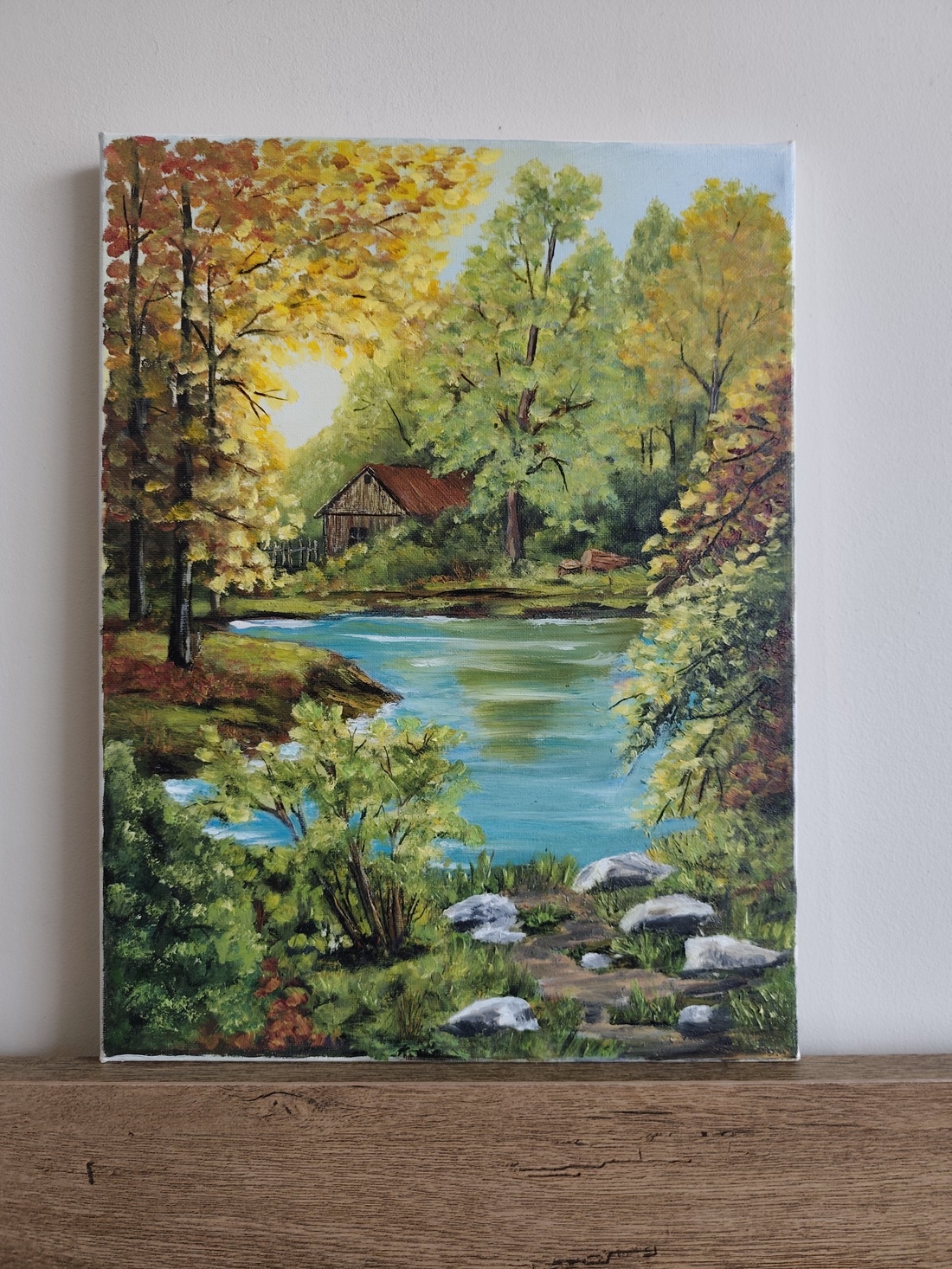 plimbare pe malul lacului - arte vizuale și accesorii  - picturi - picturi în tehnică mixtă - Artynos.ro