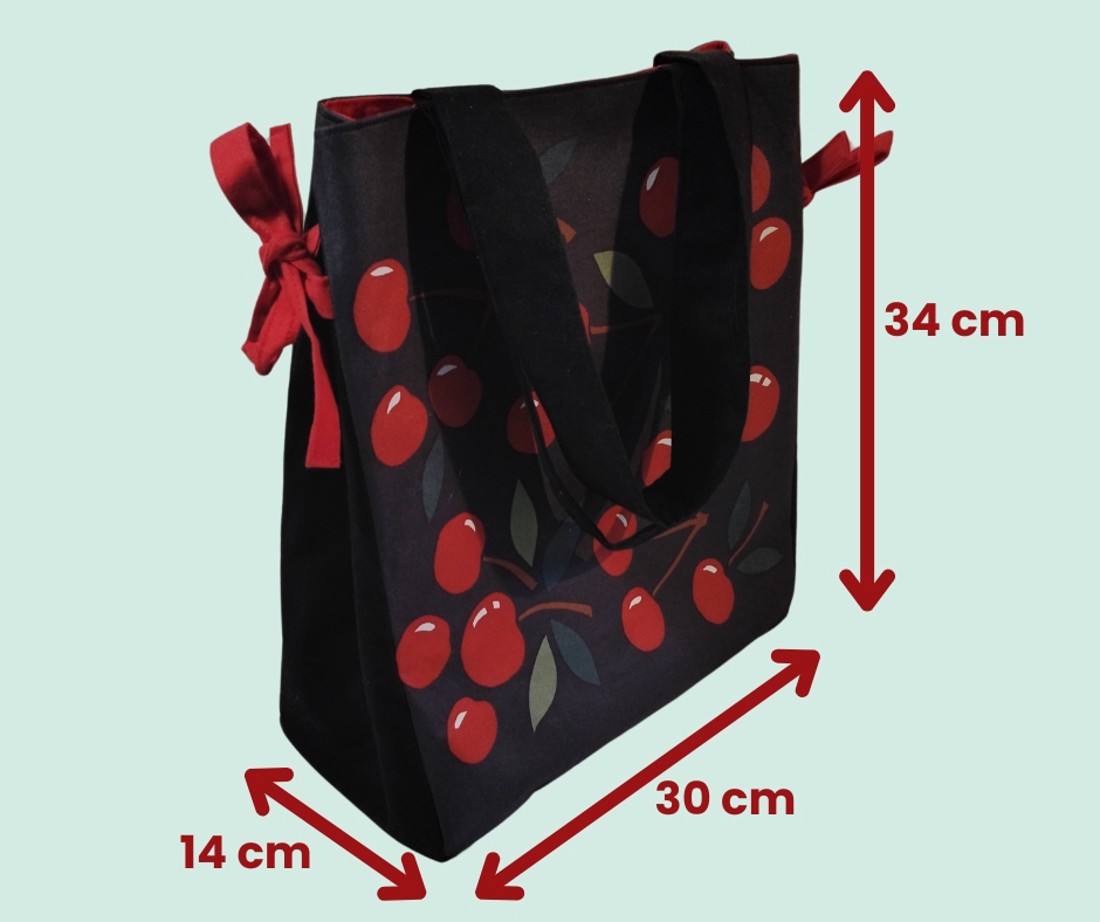 Geantă de vară Cherry canvas cu căptușeală roșie - - Artynos.ro Geantă de vară Cherry canvas cu căptușeală roșie - - Artynos.ro