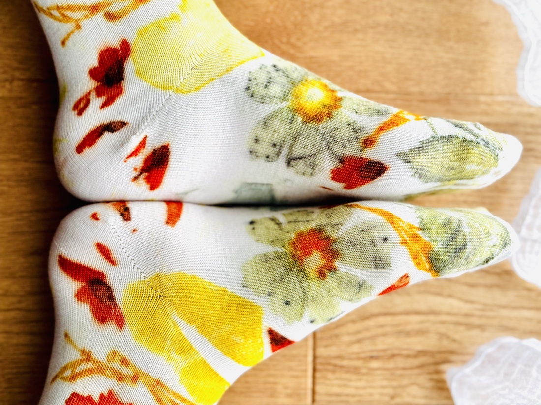 Șosete din lână imprimate vegetal - îmbrăcăminte și modă - pantofi, papuci, șosete - șosete, șosete de genunchi - Artynos.ro