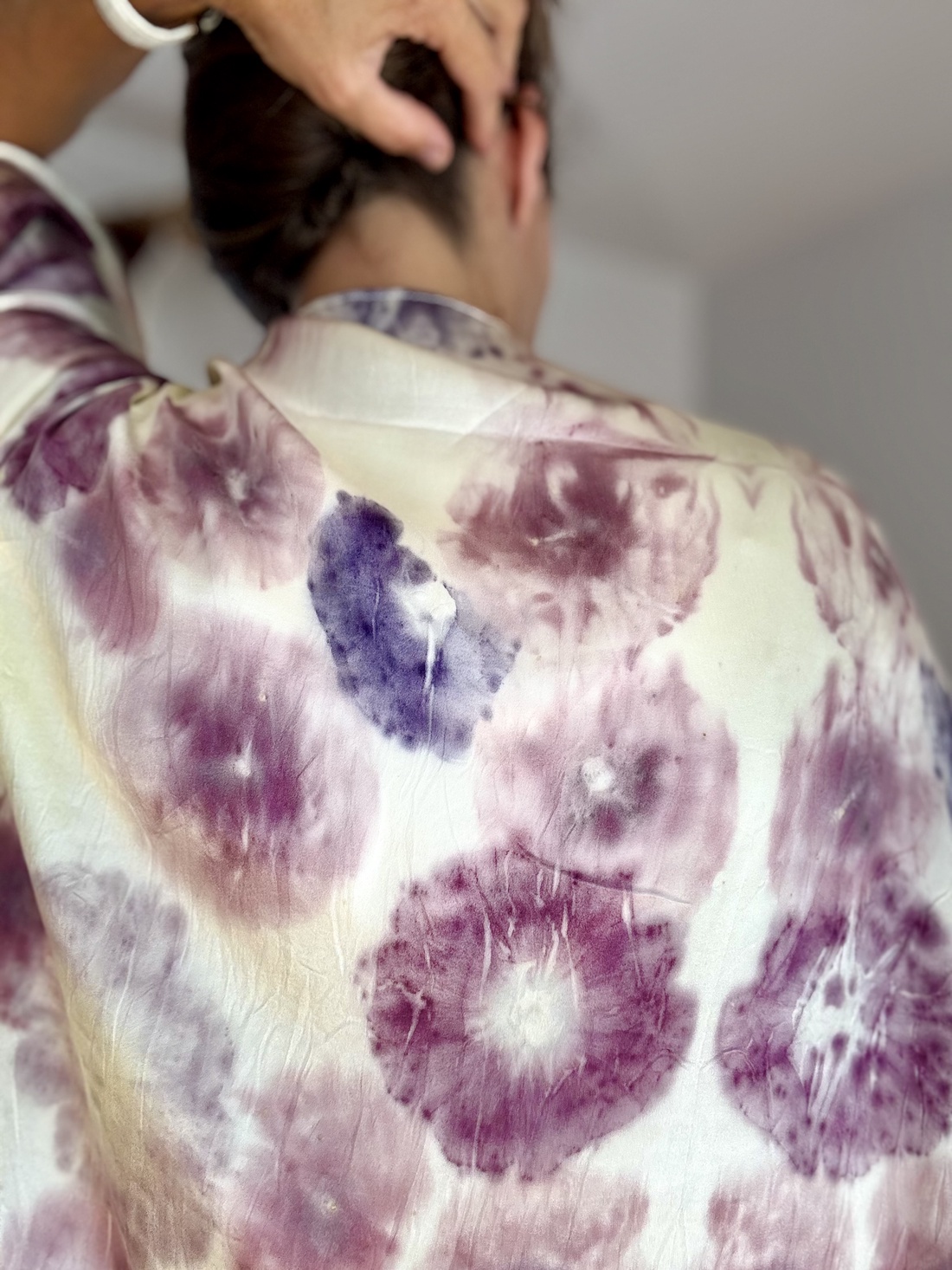 Eșarfă din mătase imprimată vegetal (mac și nalbă) - îmbrăcăminte și modă - eșarfe, pălării, fularuri - eșarfe - Artynos.ro