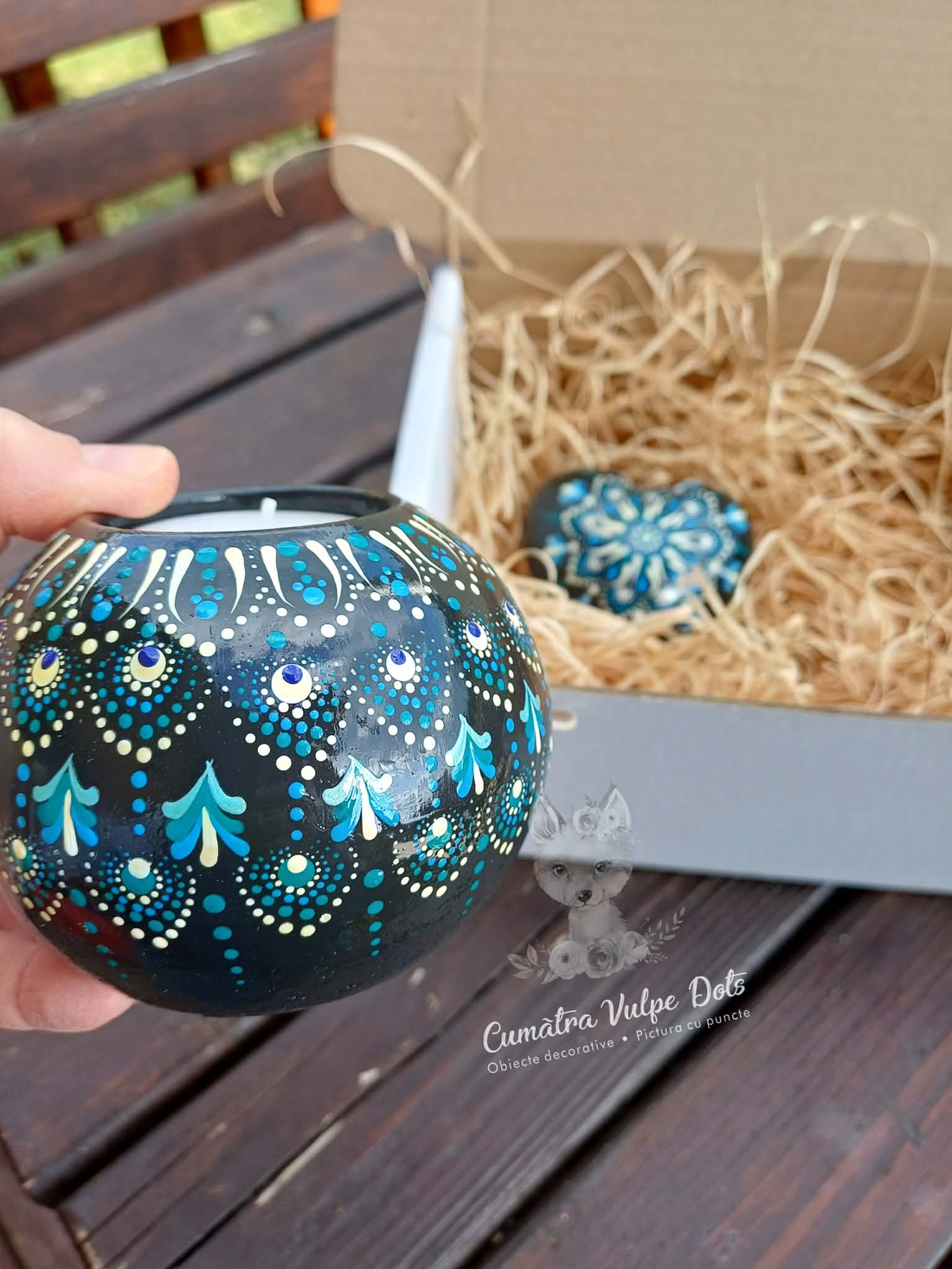 Set 2 obiecte decorative - inimioară și suport lumânare - casă & stil de viață - lumânări, parfumuri, arome - suport de lumânări - Artynos.ro