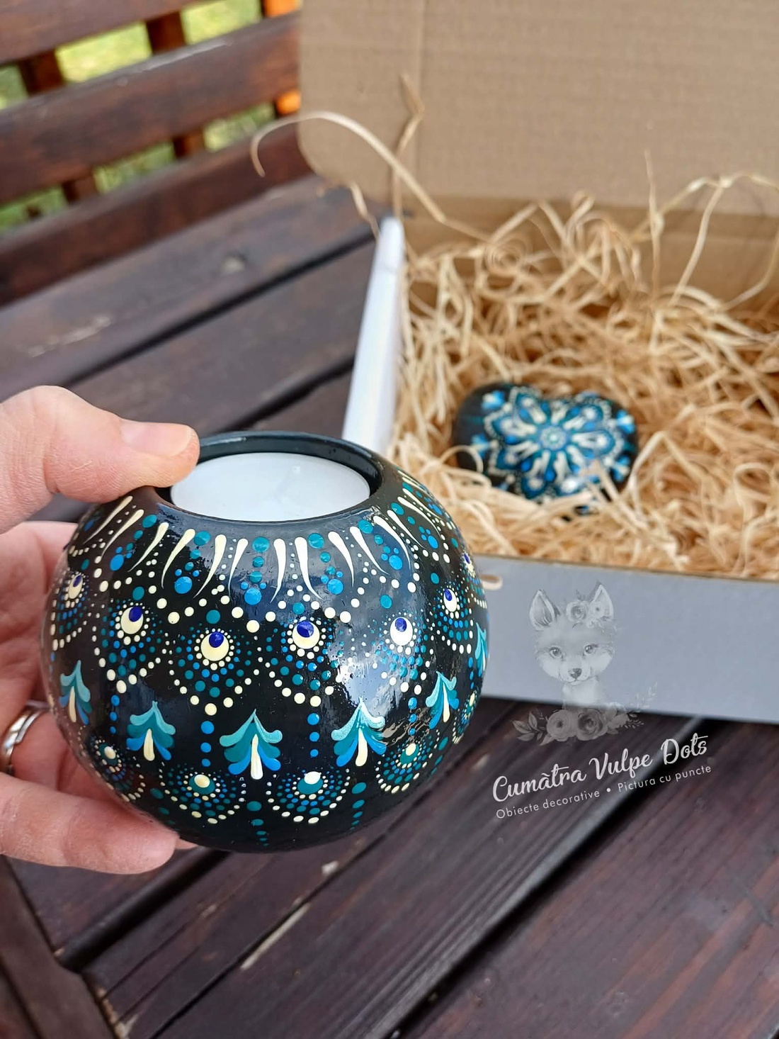 Set 2 obiecte decorative - inimioară și suport lumânare - casă & stil de viață - lumânări, parfumuri, arome - suport de lumânări - Artynos.ro