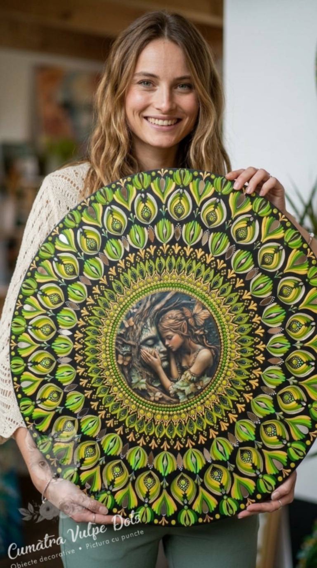 Panou Mandala -  Imersiune în natură - pictură manuală cu techica punctului 50 cm - casă & stil de viață - decorațiuni de casă - decor spiritual - mandala - Artynos.ro