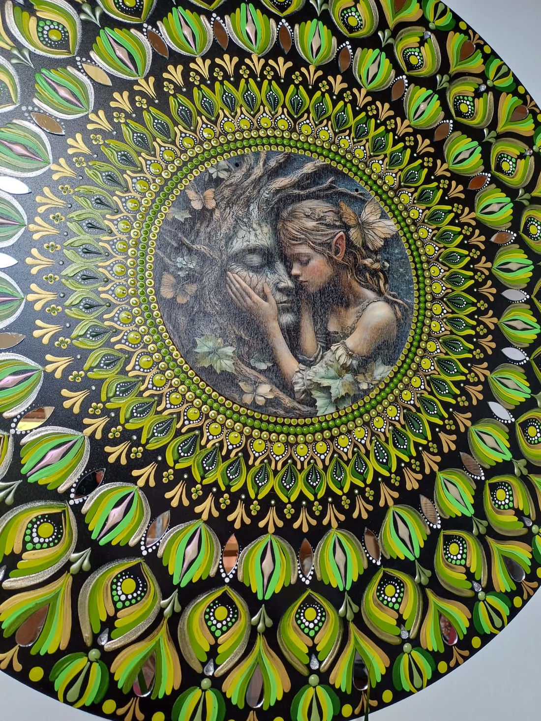 Panou Mandala -  Imersiune în natură - pictură manuală cu techica punctului 50 cm - casă & stil de viață - decorațiuni de casă - decor spiritual - mandala - Artynos.ro