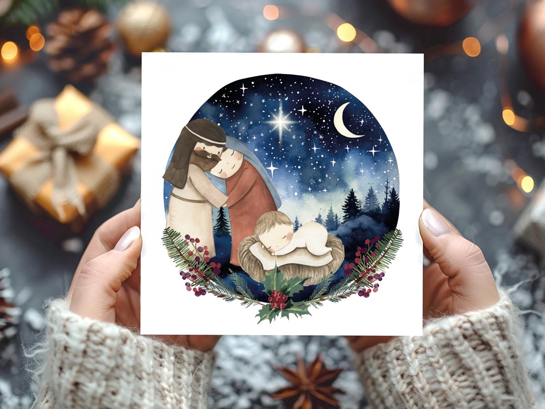 Carte poștală de Crăciun, felicitare de Crăciun, felicitare, felicitare cadou, Bethlehem, Moș Crăciun -  - Artynos.ro
