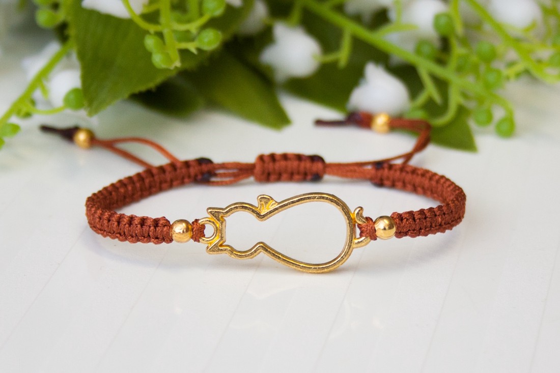 Brățară macramé împletită - Brown cat -  - Artynos.ro