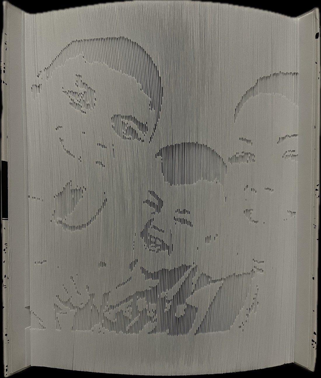 Sculptură de carte portret cu 3 fețe bazată pe o fotografie unică - casă & stil de viață - accesorii pentru decorat casa - decorațiuni de masă și decorațiuni pentru rafturi  - sculptură de carte, carte pliată - Artynos.ro