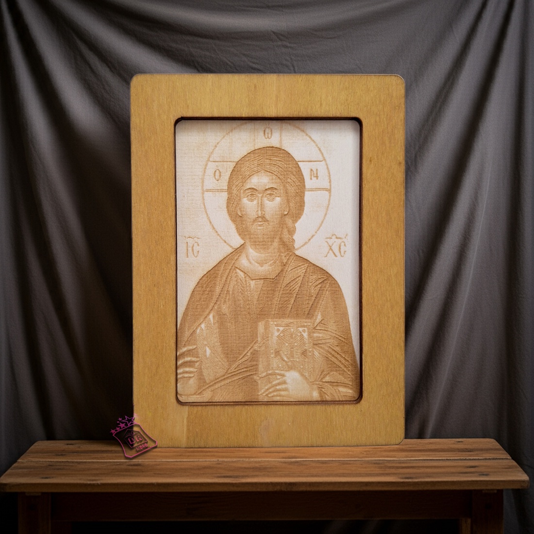 Icoana gravata,Isus Hristos - accessorii și unelte - lemn - ramă foto - Artynos.ro