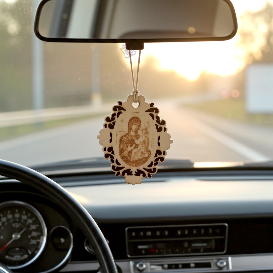 Medalion masina,gravat,Chipul Fecioarei Maria - casă & stil de viață - mașină - accesorii de oglindă - Artynos.ro