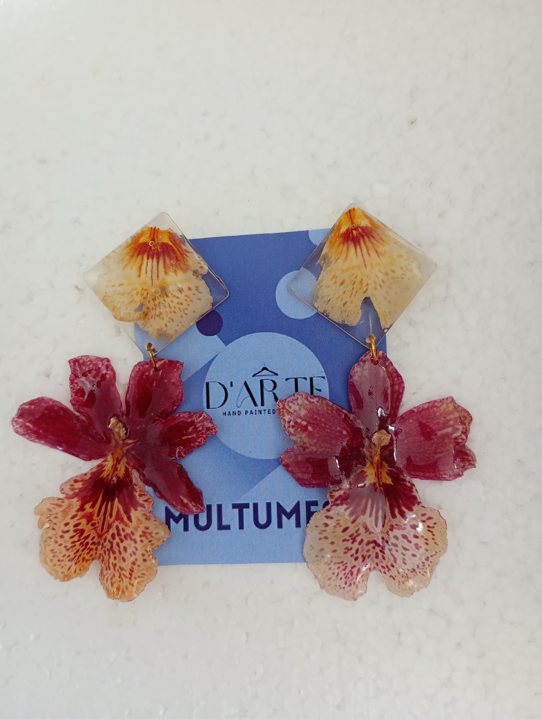 Cercei orhidee  - bijuterii - cercei - cercei din rășină - Artynos.ro