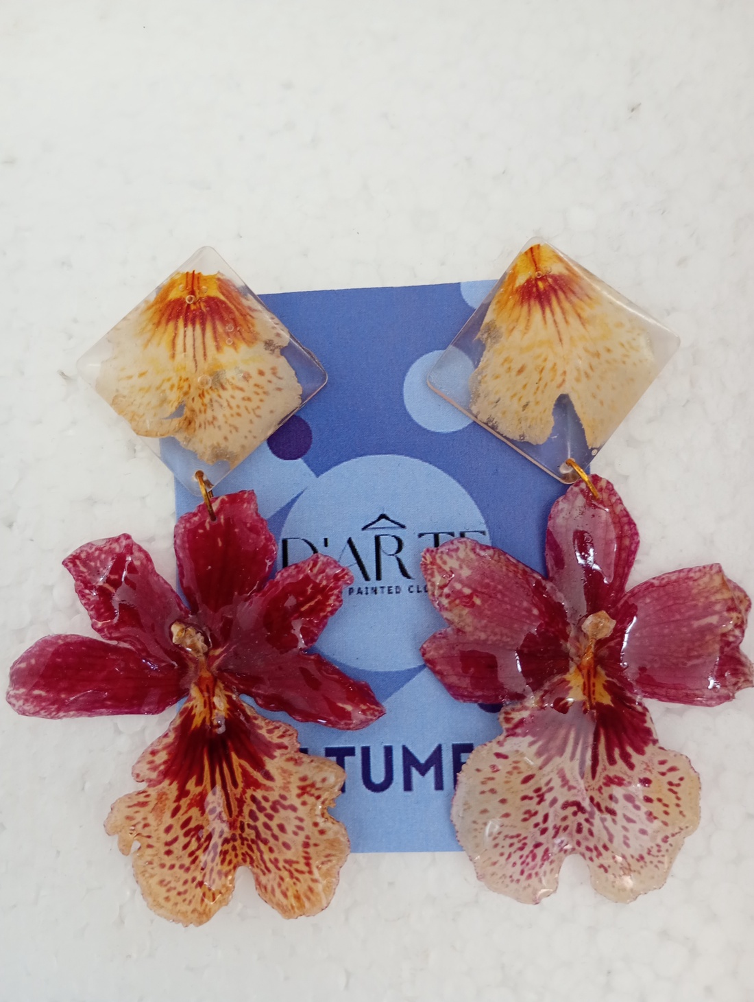 Cercei orhidee  - bijuterii - cercei - cercei din rășină - Artynos.ro