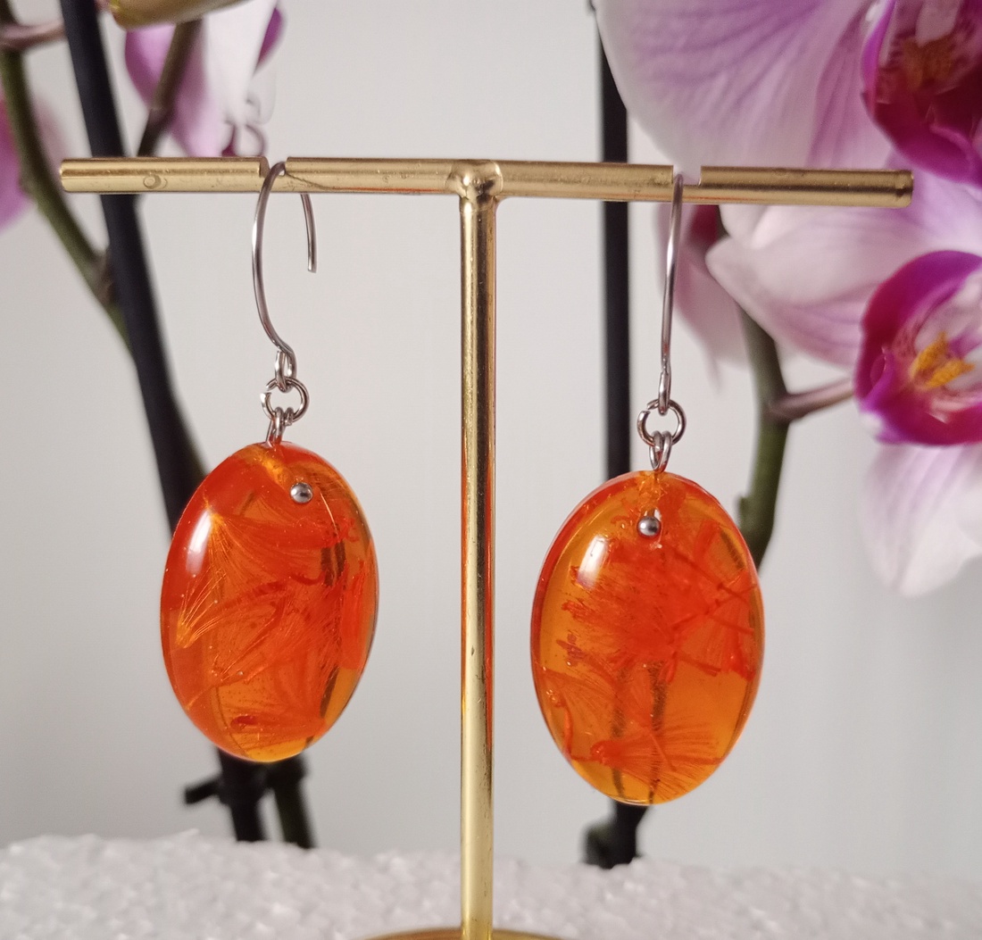 Cercei ovali  - bijuterii - cercei - cercei din rășină - Artynos.ro