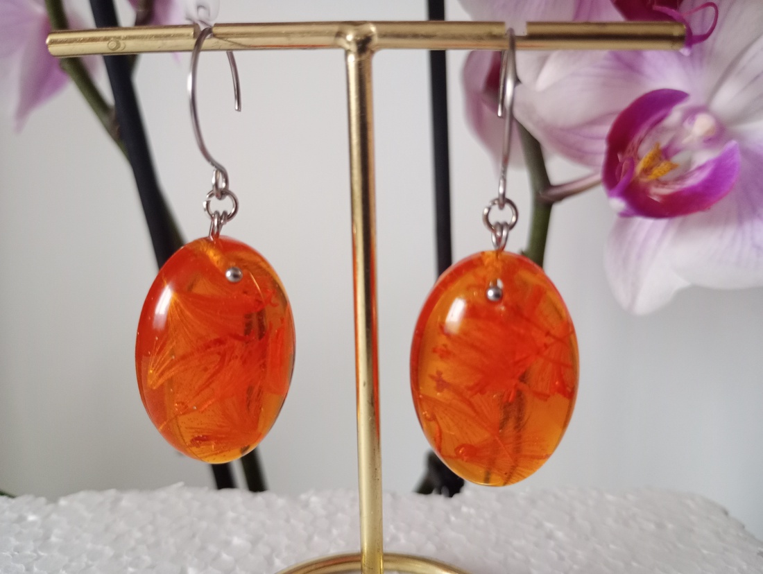 Cercei ovali  - bijuterii - cercei - cercei din rășină - Artynos.ro