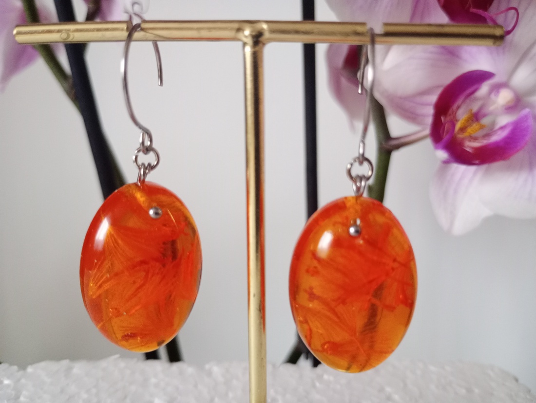 Cercei ovali  - bijuterii - cercei - cercei din rășină - Artynos.ro