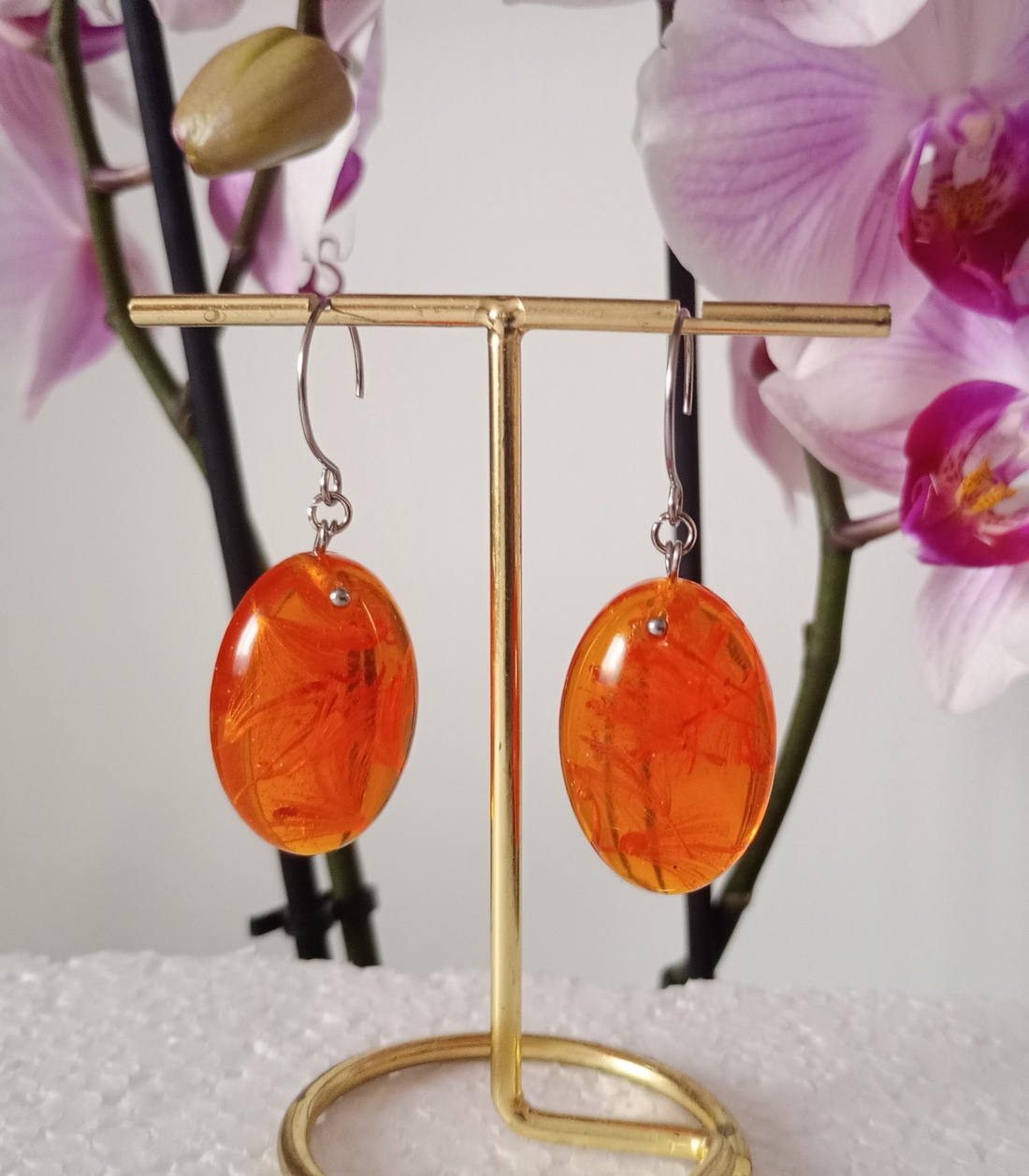 Cercei ovali  - bijuterii - cercei - cercei din rășină - Artynos.ro