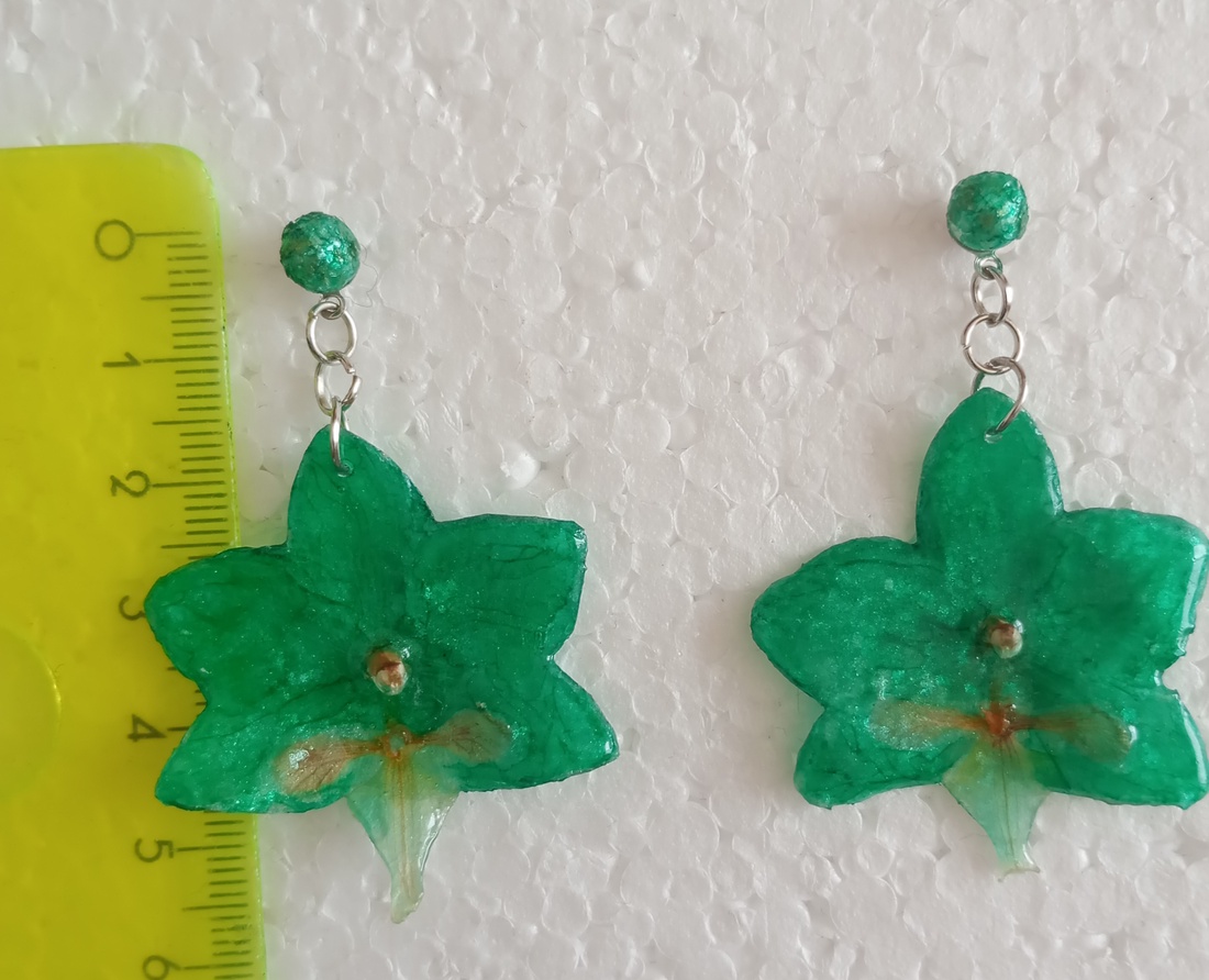 Cercei orhidee  - bijuterii - cercei - cercei din rășină - Artynos.ro