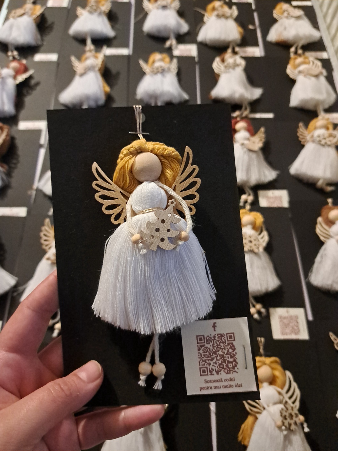 Ingeras Macrame - accesoriu brad de Crăciun  - crăciun - decorațiuni de crăciun de casă - pom de crăciun  - Artynos.ro