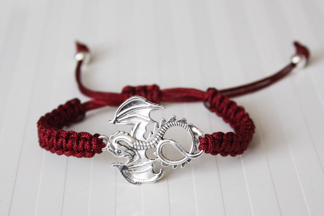 Brățară Makramé - Dragon burgundy -  - Artynos.ro